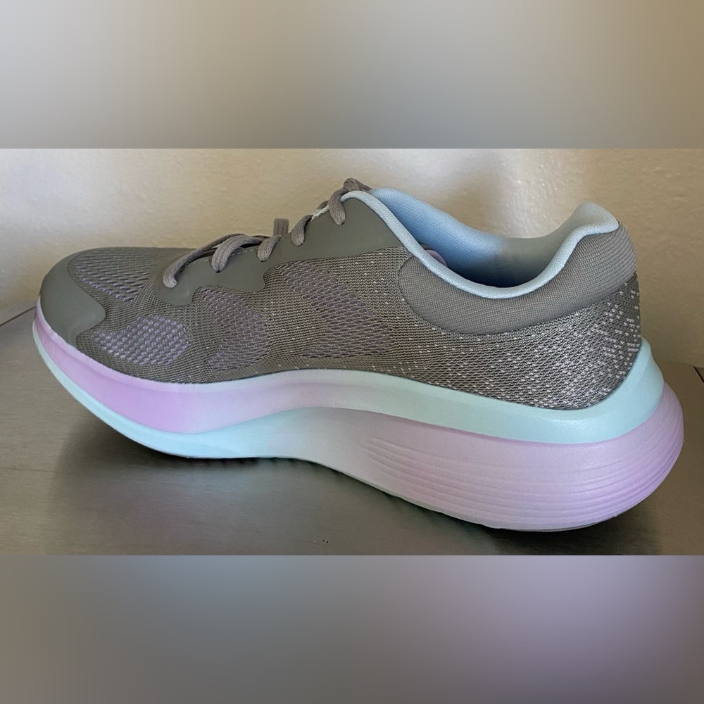 SKECHERS GO WALK MAX WALKER Women's Gray and Lavender Athletic Shoes - Picture 6 of 15